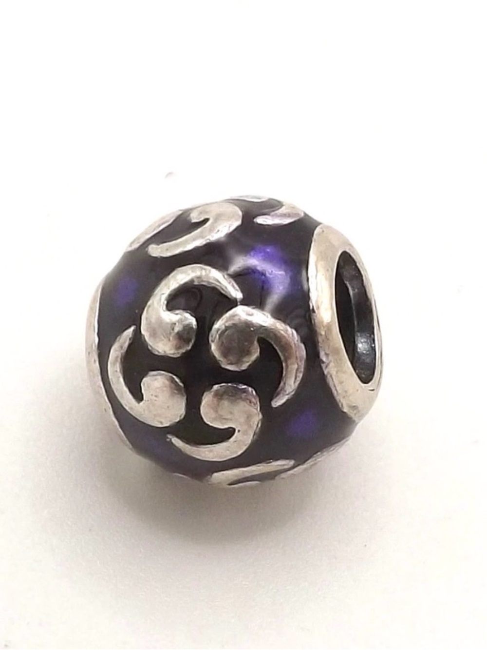 Pandora Purple Zen Retired Enamel Charm Bead S925 ALE